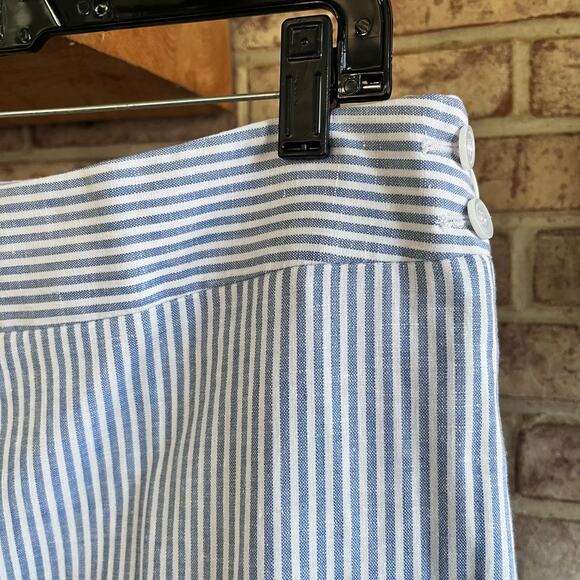 NWT: TALBOTS Blue White Linen Blend Wide Leg Crop Pants‎ 12 (K348) - Picture 6 of 11